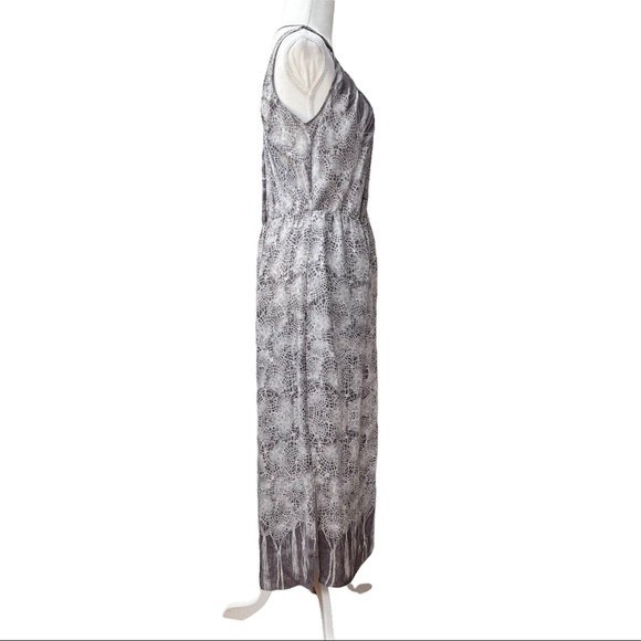 Anthropologie A Common Thread Orbweaver Maxi Dress 100% Silk Gray White Small - Picture 2 of 11